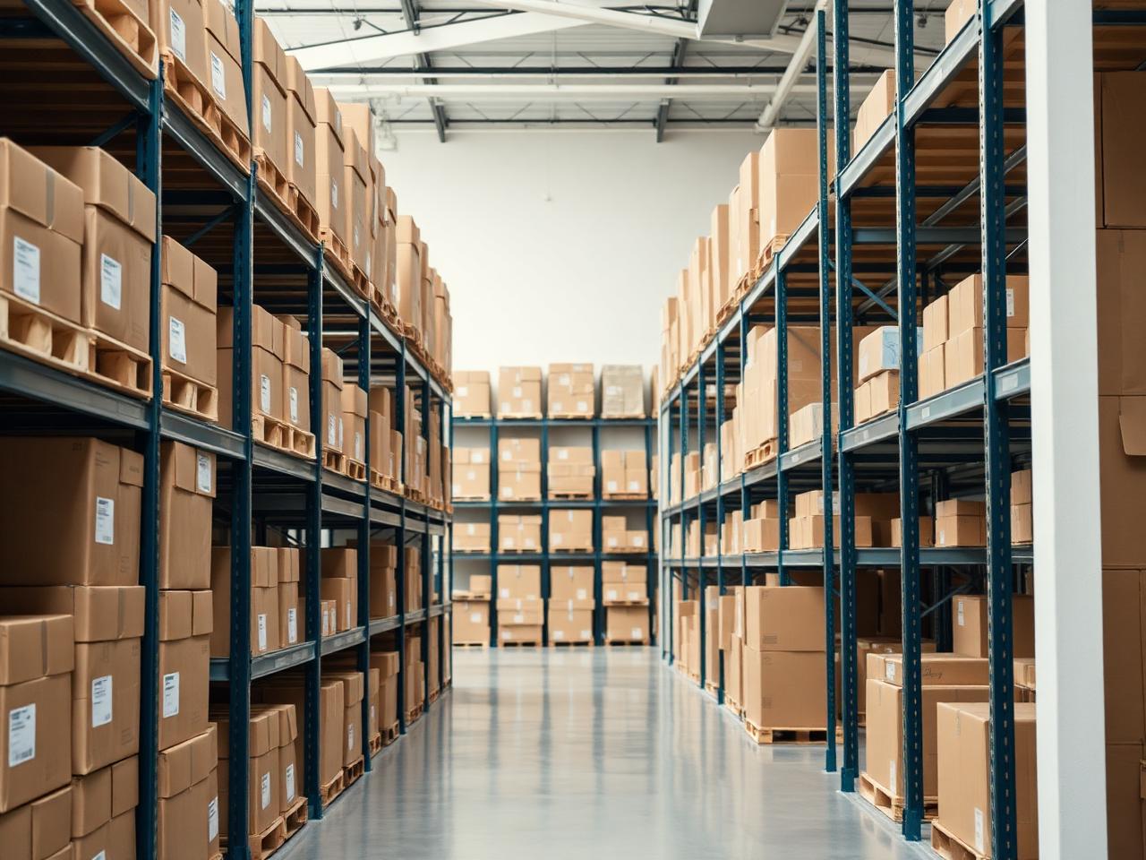 Snatex wholesale warehouse with stacked product cartons